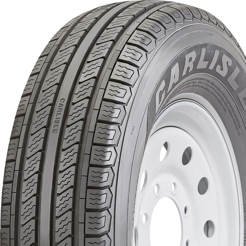 CARLSTAR ST175/80R13 C (13X4.50, 5/4.5 WHITE WHEEL W/RED & BLUE STRIPE) RADIAL TRAIL HD ASSEMBLY (TRAILER USE ONLY) TRAILER